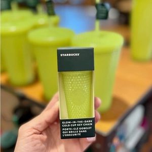 Starbucks Halloween Lemongrass Glow in Dark Keychain Studded Bling Ornament GITD
